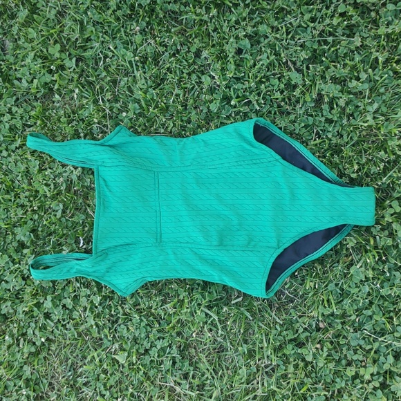 Swim Vintage Cable Braided Textured One Piece Swimming Low Back